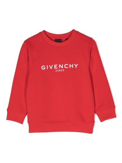 Givenchy Kids' Red Sweatshirt For Boy With White Logo