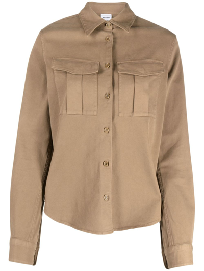 Aspesi Long-sleeve Cotton Shirt In Brown