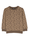 Balmain Logo-print Cotton Sweatshirt In Brown