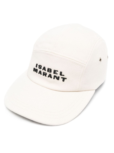 Isabel Marant Logo-embroidered Cotton Cap In Neutrals