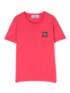 STONE ISLAND JUNIOR COMPASS LOGO-PATCH COTTON T-SHIRT