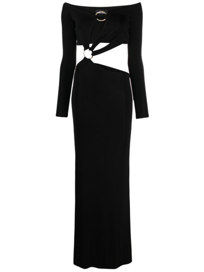 Louisa Ballou Off-shoulder Cut-out Dress In Black