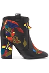 LAURENCE DACADE PETE EMBROIDERED LEATHER ANKLE BOOTS