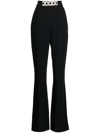 DAVID KOMA CHAIN-DETAIL HIGH-WAISTED FLARED TROUSERS