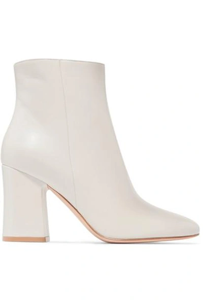 Gianvito Rossi Piper 85 Leather Ankle Boots In Off White