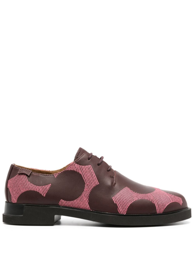 Camper Iman Graphic-print Brogue Shoes In Red