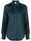 Aspesi Long-sleeved Button-up Shirt In Blue