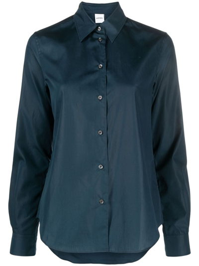 Aspesi Long-sleeved Button-up Shirt In Blue