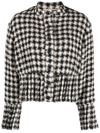 ROCHAS CROPPED HOUNDSTOOTH TWEED JACKET