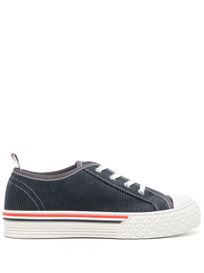 Thom Browne Tartan Tread Collegiate Sneakers In White