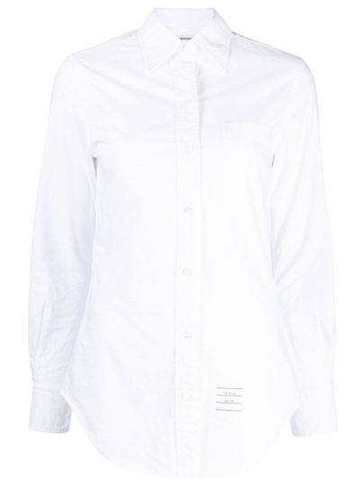 THOM BROWNE LOGO-APPLIQUÉ COTTON SHIRT