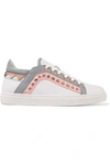 SOPHIA WEBSTER RIKO METALLIC-TRIMMED LEATHER SNEAKERS