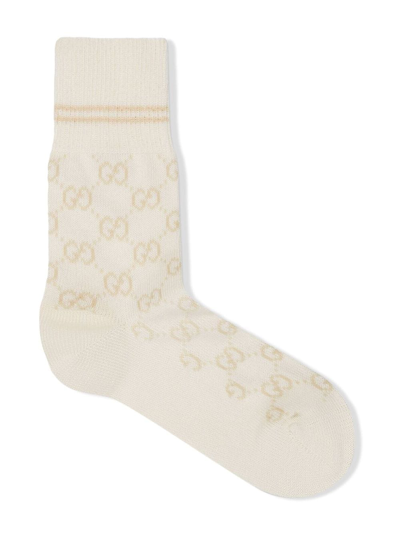 Gucci Gg Supreme-print Ankle Socks In White
