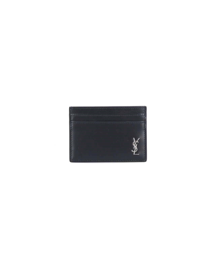 Saint Laurent Monogram Card Case in Blue