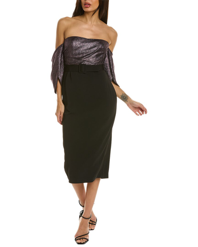 BADGLEY MISCHKA BADGLEY MISCHKA FOILED MIDI DRESS