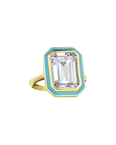 House Of Frosted Silver 9.00 Ct. Tw. White Topaz Enamel Maya Ring In Gold