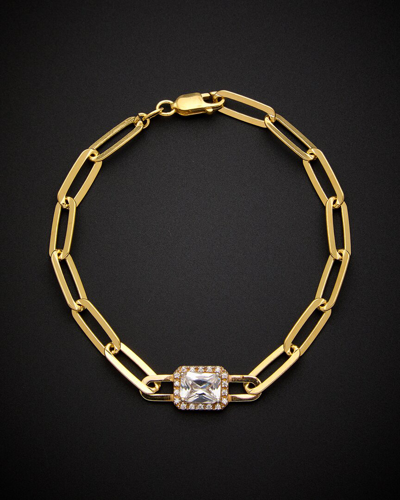 Italian Gold Over Silver 18k  1.65 Ct. Tw. White Topaz & Diamond Bracelet