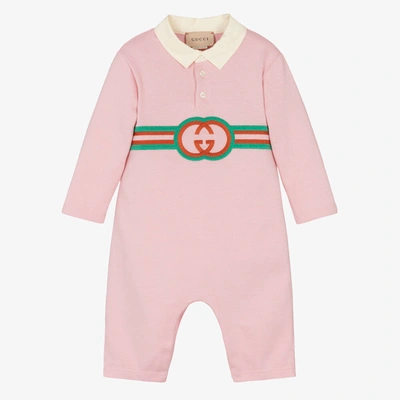 Gucci Baby Girls Pink Interlocking G Romper