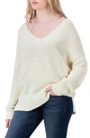 Lucky Brand V-neck Pullover Sweater In Pearled Ivory