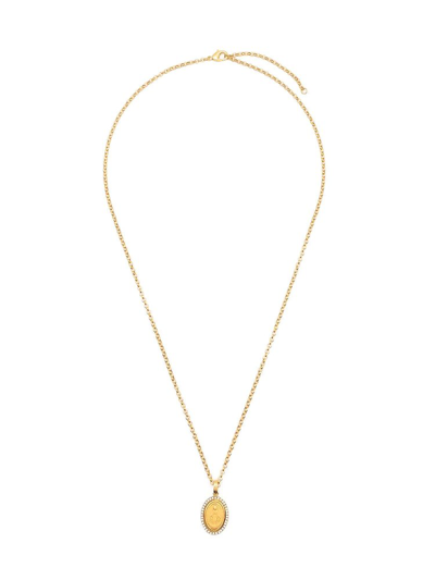 Dolce & Gabbana Crystal Saint Pendant Necklace In Gold