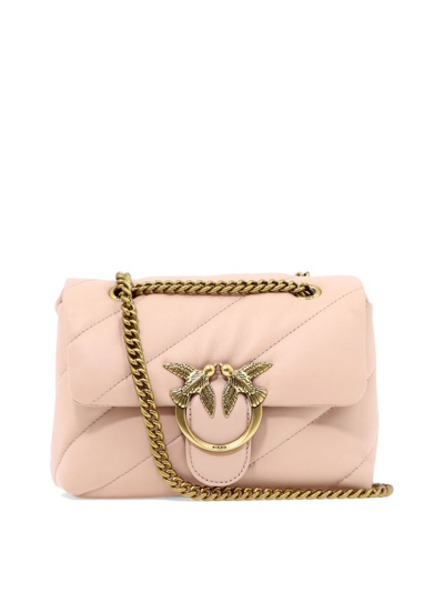 Pinko Love Mini Puff Logo Plaque Shoulder Bag In Neutrals