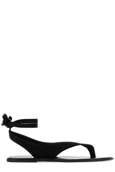 The Row Nabuk Thong Sandals In Black