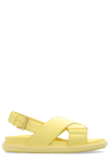 Marni Fussbet Leather Crisscross Sandals In Pineapple