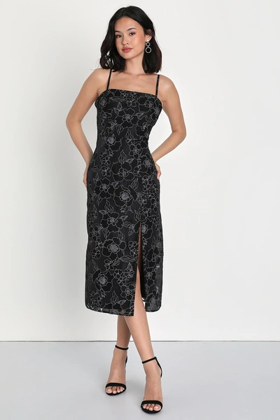 Lulus Made For The Occasion Black Floral Jacquard Midi Dress