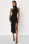 Lulus So Flirty Black One-shoulder Cutout Asymmetrical Dress In Black