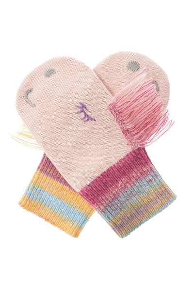 Stella Mccartney Kids Rainbow Unicorn Fringed Knitted Gloves In Multi