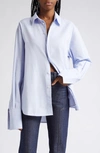 K.NGSLEY GENDER INCLUSIVE SNIDER SPLICE COTTON BUTTON-UP SHIRT