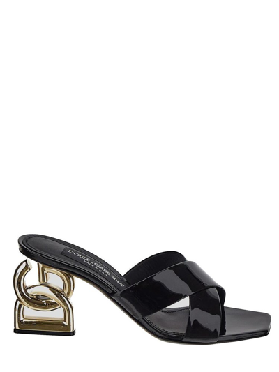 Dolce & Gabbana Crossover Strap Mules In Black