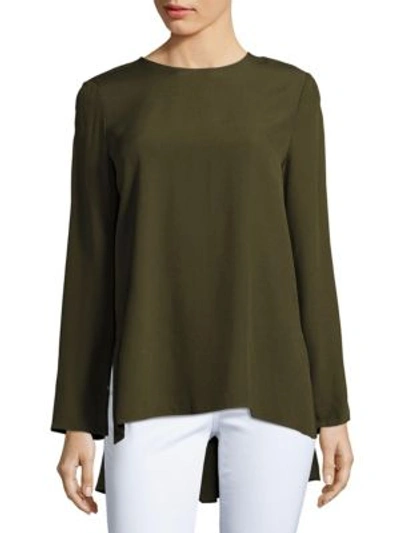 Adam Lippes Long-sleeve Hi-lo Top In Loden