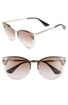 Prada 54mm Gradient Cat Eye Sunglasses In Striped Brown Gradient