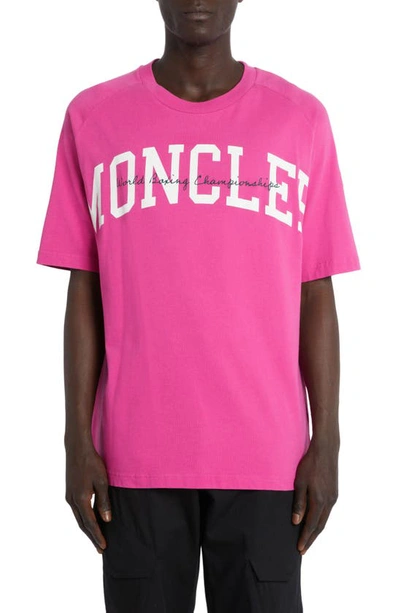 Moncler Men's Cotton Jersey Logo Boxing T-shirt In Pink