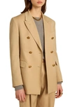 Golden Goose Golden Wool Double Breasted Blazer In Sand