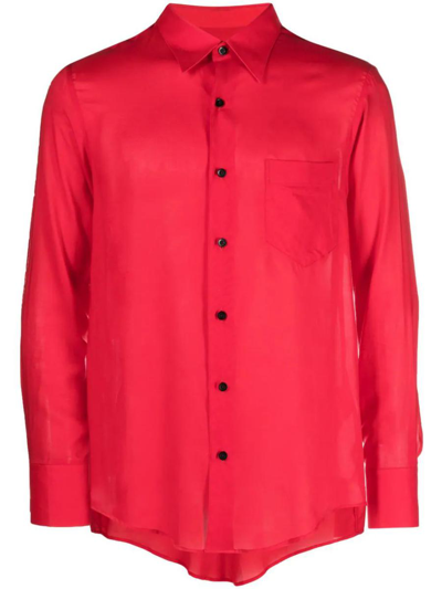 Ernest W Baker Long-sleeve Tencel Shirt In Red