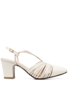 Giuliva Heritage Strappy Slingback Leather Pumps In Cream