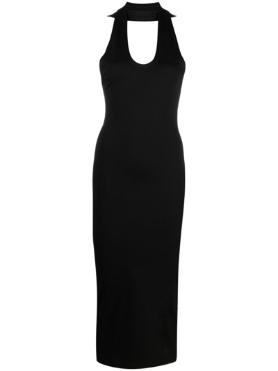 Mm6 Maison Margiela Knit Midi Halter Dress In Black