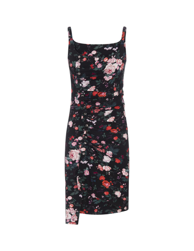 Paco Rabanne Floral-print Sleeveless Mini Dress In Black