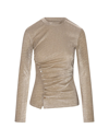 Rabanne Gold Metallic Asymmetric Draped T-shirt In Golden