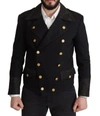 DOLCE & GABBANA DOLCE & GABBANA BLACK BUTTON EMBELLISHED COTTON BLEND MEN'S JACKET