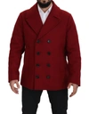 DOLCE & GABBANA DOLCE & GABBANA RED WOOL DOUBLE BREASTED COAT MEN'S JACKET
