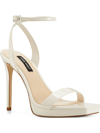 Nine West Women's Zadie Square Toe Stiletto Heel Dress Sandals Women's Shoes In White