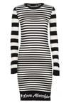 Love Moschino Elegant Striped Knit Dress With Long Sleeves In Black