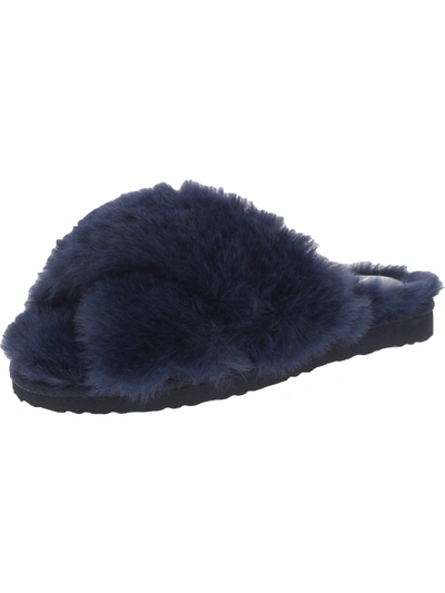 Sam Edelman Jeane Womens Faux Fur Padded Insole Scuff Slippers In Blue