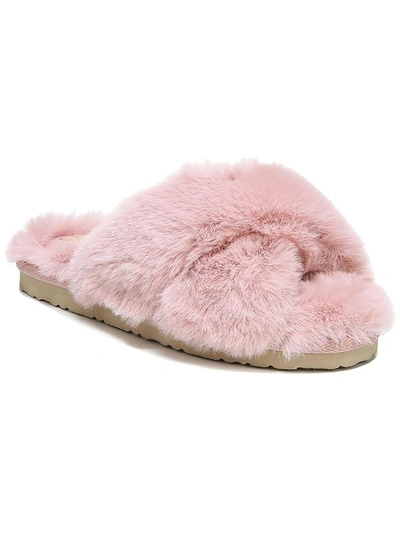 Sam Edelman Jeane Womens Faux Fur Padded Insole Scuff Slippers In Pink