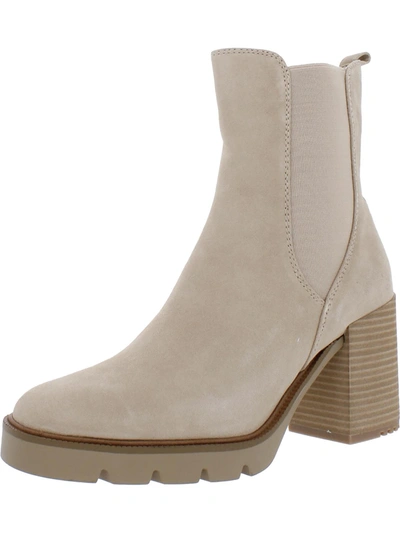 Sam Edelman Rollins Womens Mixed Media Ankle Chelsea Boots In Beige
