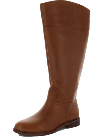 Franco Sarto Hudson Womens Leather Wide Calf Riding Boots In Brown