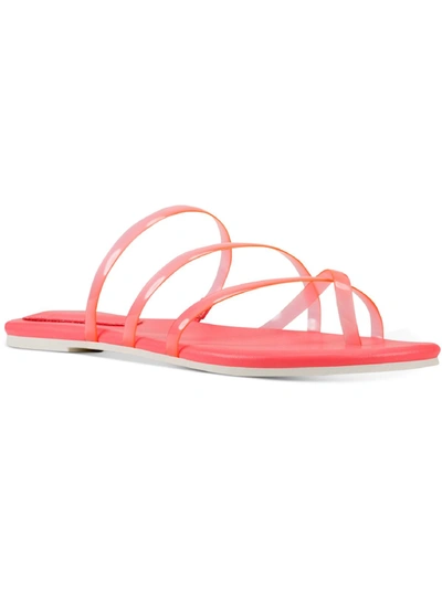 Nine West Darbie 8 Womens Toe Loop Square Toe Flat Sandals In Pink